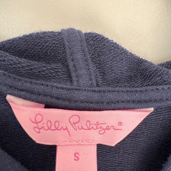 Lilly Pulitzer Jersey Style Hooded Dress - Navy Blue/White Size S - Picture 2 of 5